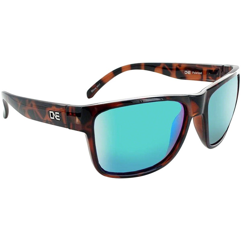 ONE Kingfish Polarized Sunglasses Shiny Dark Demi Polarized Smoke Green Mirror Lens