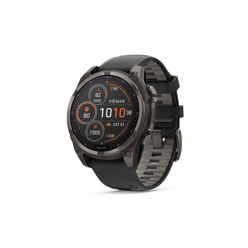 Garmin fenix 8 Smartwatch – 47mm Solar Sapphire Carbon Gray DLC Titanium BLK/Pebble Gray Silicone