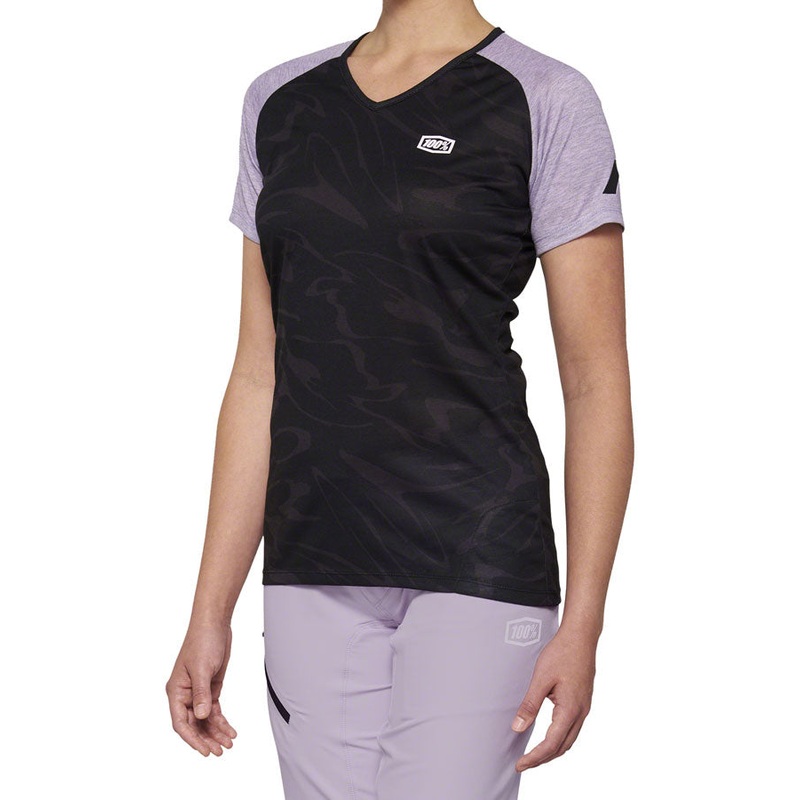100% Airmatic Jersey – Black/Lavender Short Sleeve Womens X-Large